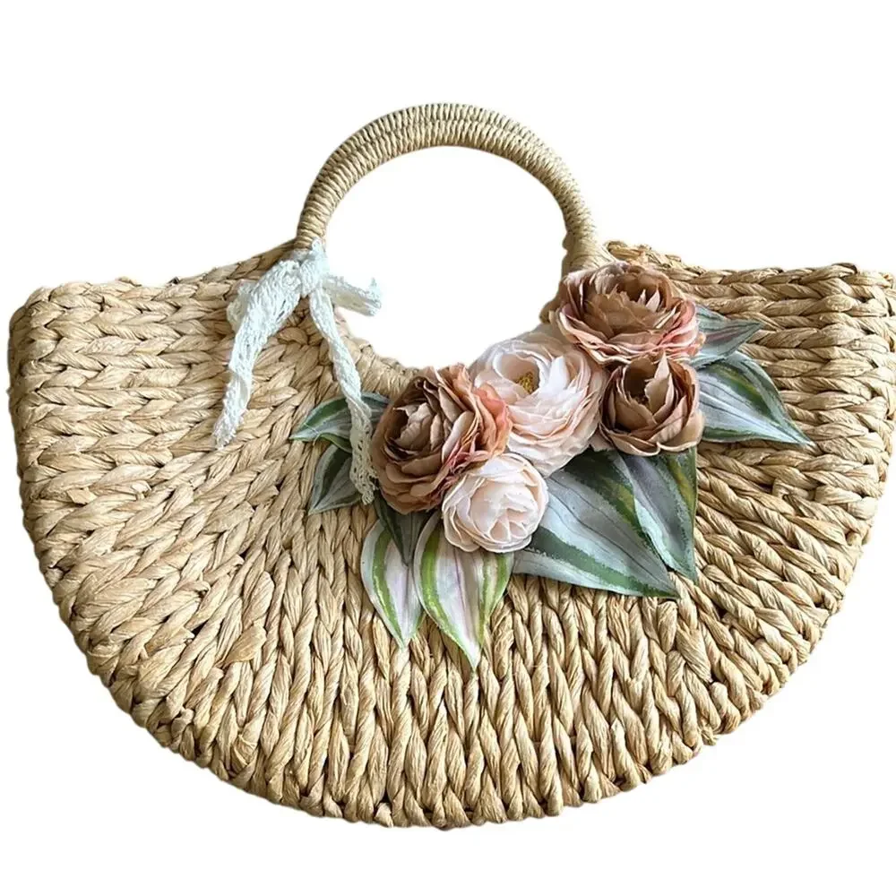 Floral Straw Tote Bag